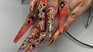 Watch me work | October glam nails | no C curve tips