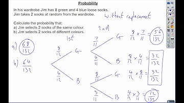 Probability Tree Diagrams: Without Replacement Example 2