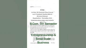 2019 mdu B.com Pass 5th semester Entrepreneurship & Small Scale Business  #mdu #question #paper