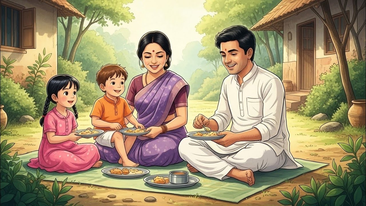 Traditional Indian Village Meal | Harvesting &Cooking I Ghibli ASMR Ghibli Sweet Family | 