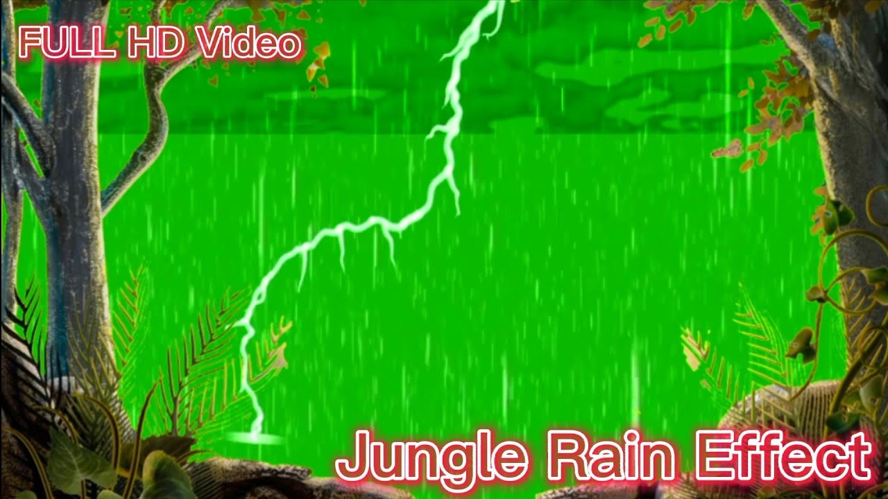 🌩️⚡Green Screen Thunder Lightning Rain Effect / Green Screen Jungle