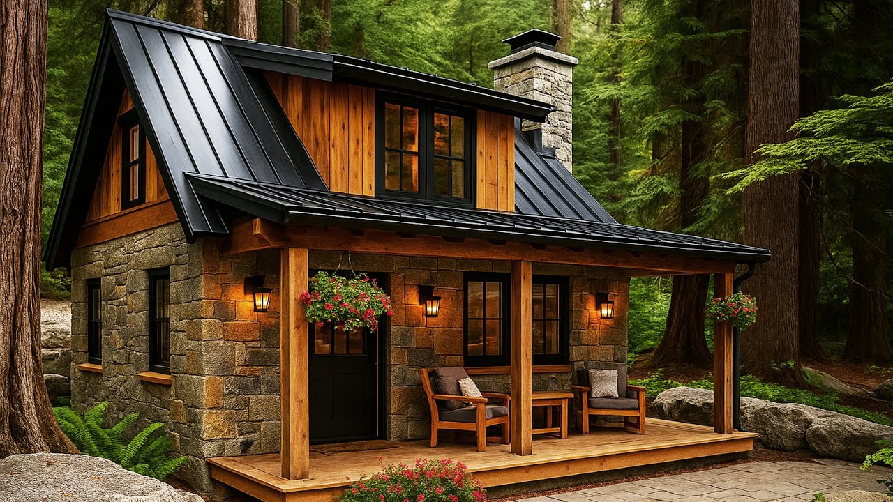 Почему этот домик площадью 360 кв. футов — самый уютный крошечный дом в лесу | Living Design Tiny...