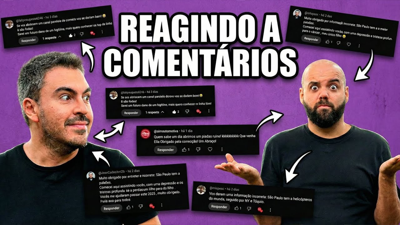 REACT DOS COMENTÁRIOS dos vídeos de ANÁLISES AUTOMOTIVAS!