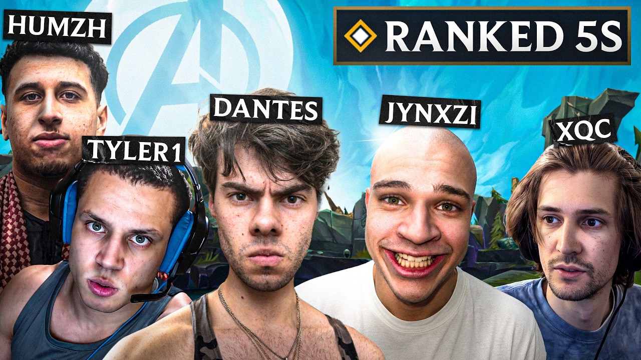 THE LEAGUE OF LEGENDS AVENGERS PLAY RANKED 5S ft. Jynxzi, Tyler1, xQc, Humzh