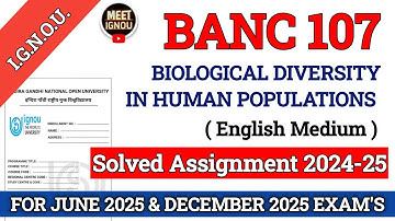 BANC 107 Solved Assignment 2024-25 // Biological Diversity in Human Populations  // #banc107 #banc