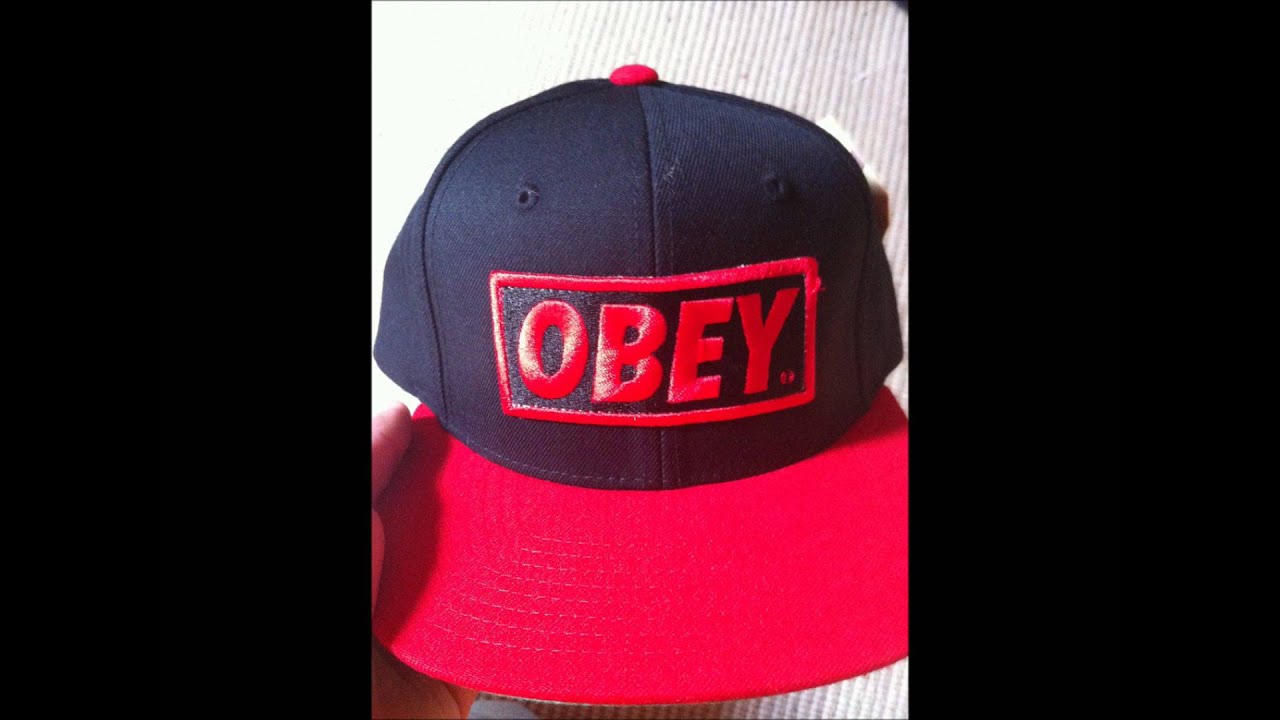 obey snapback red and black