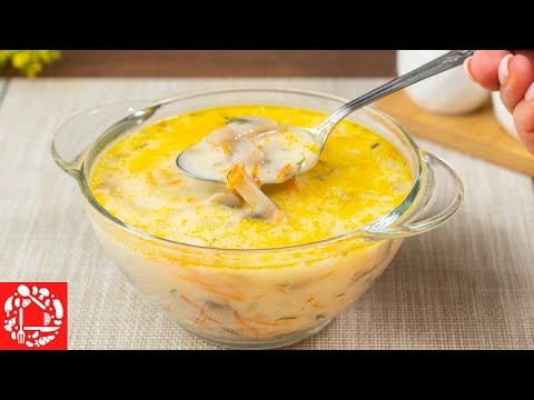 Видео рецепт Суп с вешенками и плавленным сыром