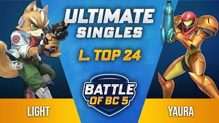 Light (Fox) vs Yaura (Samus) - Ultimate Singles Losers Top 24 - Battle of BC 5