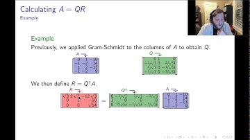 The Gram-Schmidt Algorithm: Part 4/5 "Calculating A=QR"