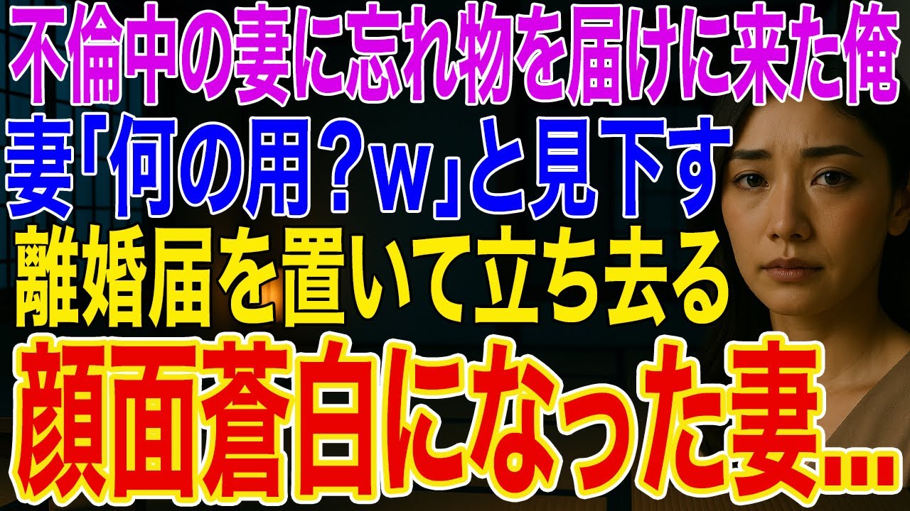 【修羅場】不倫中の妻と間男が忘れ物したので届けに行くと妻「何の用？w」俺「離婚届と慰謝料請求書、置いとくねw」➡顔面蒼白になり...w