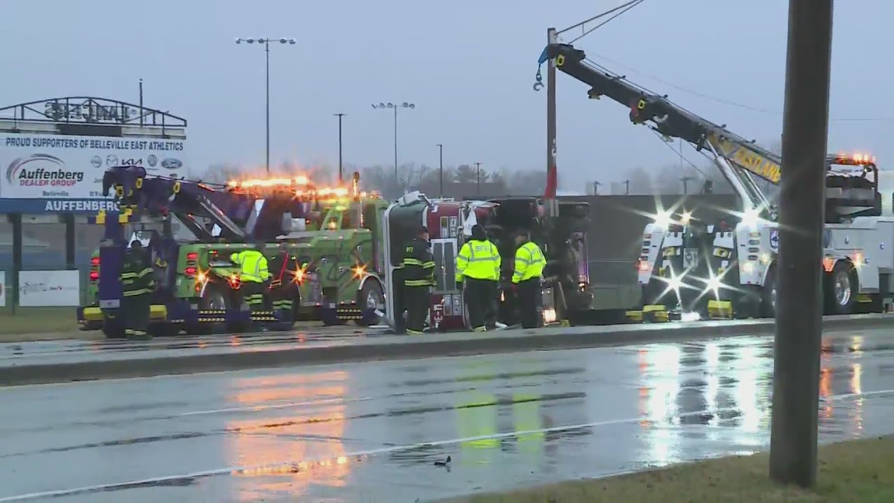 Fire truck crashes in Belleville, Illinois YouTube