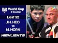 [Antalya World Cup 3-Cushion 2018] Last 32 - HEO Jung Han (KOR) vs Martin HORN (DEU). H/L