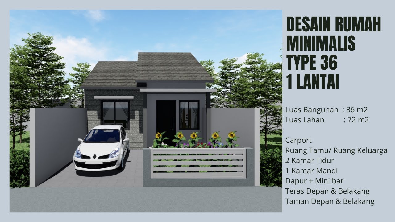 DESAIN RUMAH MINIMALIS TYPE 36 1 LANTAI YouTube