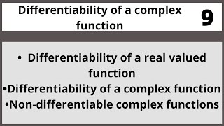 Differentiability of a complex function|Complex analysis in Hindi Urdu MTH324LECTURE 09
