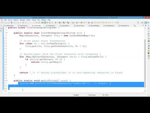 First Non-Repeating Character in Java | Simple Logic using LinkedHashMap