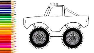 Easy Monster Truck Drawing Tutorial For Kids