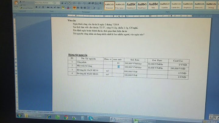 Cách nhập tài nguyên nhân công trong project 2007