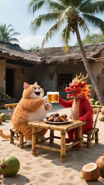 Fat orange cat saves fire dragon and the ending #cat #aicat #fatcat #orangecat #animals