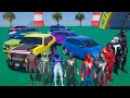 Jump challenge mount Ramp Spiderman tam vs Venom team SuV Cars BMW x5 Lamborghini Urus Mansory