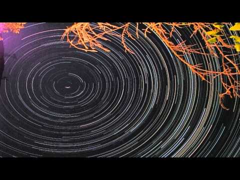 Night sky star rotation timelapse Polaris center (no decay) V08356