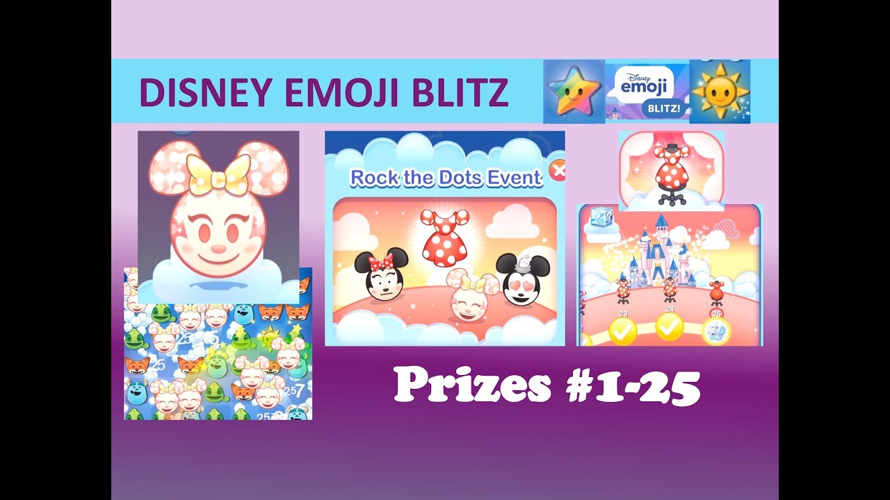 Disney Emoji Blitz Rock the Dots Event Prizes 125 and Rose Gold Minnie