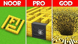 Minecraft Battle: GOLDEN MAZE BUILD CHALLENGE - NOOB vs PRO vs HACKER vs GOD in Minecraft!