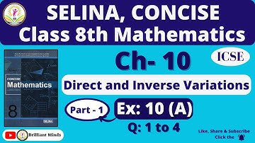 Class 8th ICSE II Selina Math II Ch- 10 Direct and Inverse Variations Ex: 10 (A) Ques: 1 to 4
