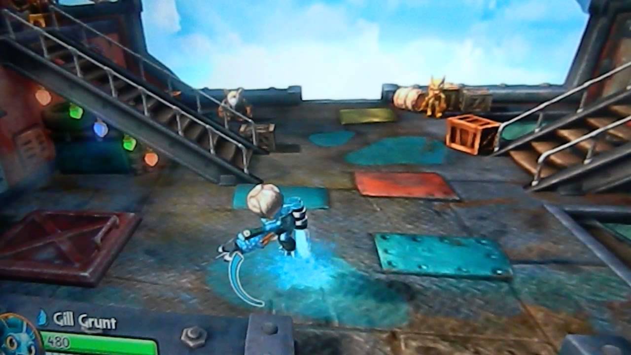 Skylanders Giants Hint - Puddles refill Gill Grunt's Jetpack and Hose - YouTube