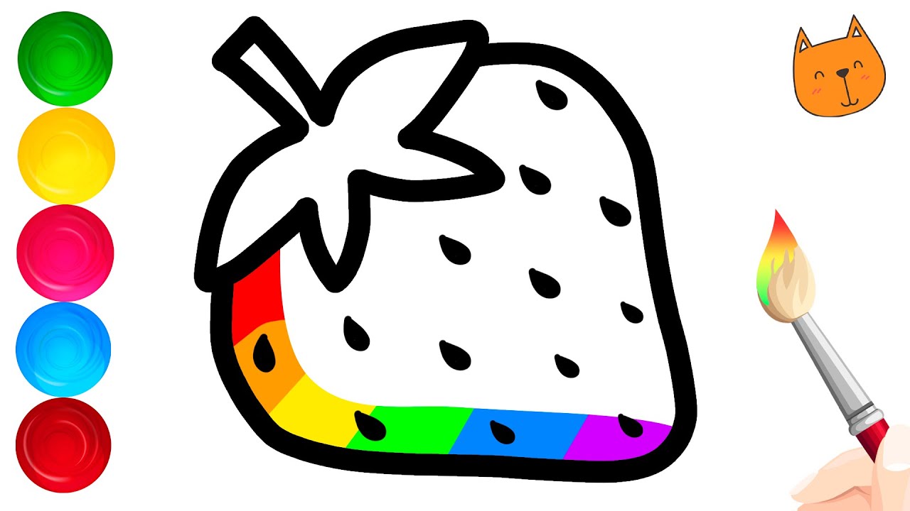 Drawing and coloring a colorful strawberry step by step | How to draw ...