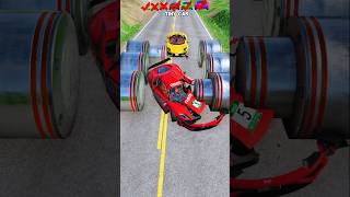 Exotic Cars &amp; Tiny Car vs Giant Rollers Brutal Destruction Test! - BeamNG Drive #shorts