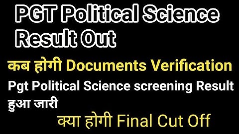 HP PGT Political Science Result 2024 // Pgt Political Science Document Verification // Final Cut Off