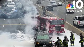 Mass. Pike reopens in Boston after car fire closed all westbound lanes