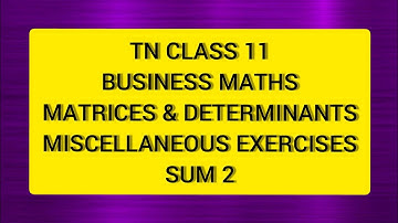 TN Class 11 Business  Maths Matrices & Determinants Miscellaneous  Ex Sum 2