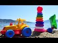 Видео для детей. Экскаватор и Грузовичок собирают пирамидку