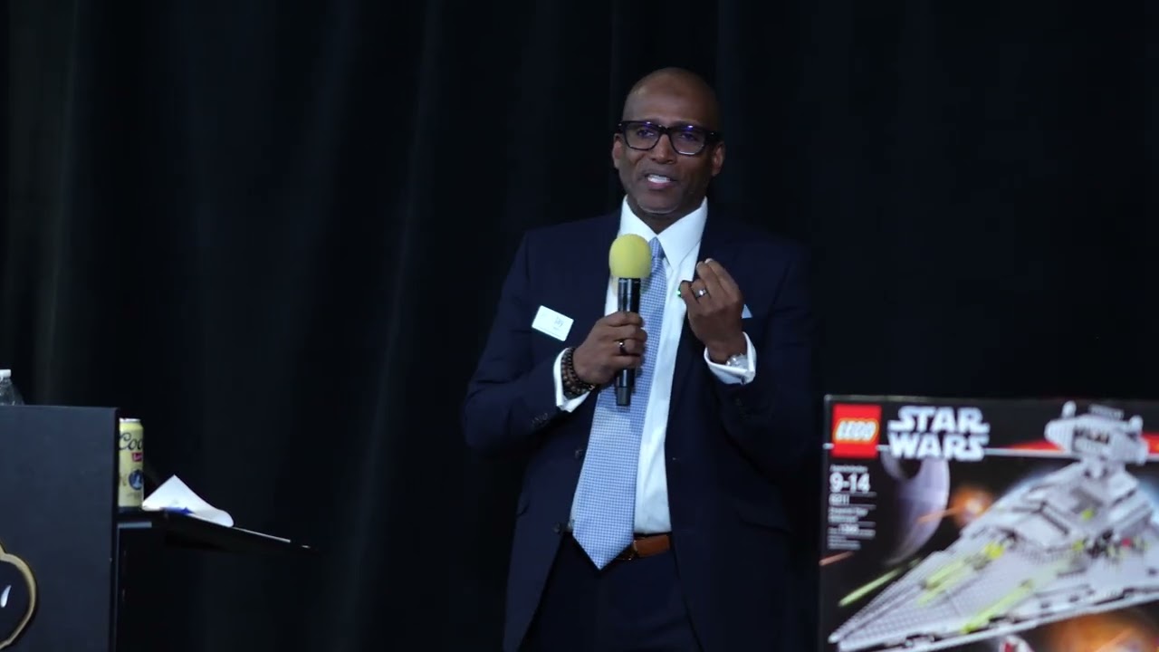 Jay Boykin on stage during the Barney Ford speech