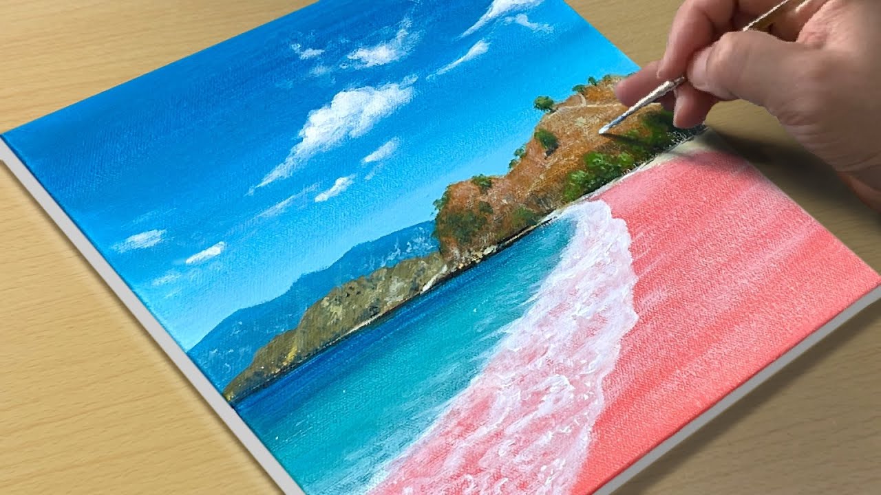 Easy Way to Paint a Beach Scene / Acrylic Painting for Beginners 