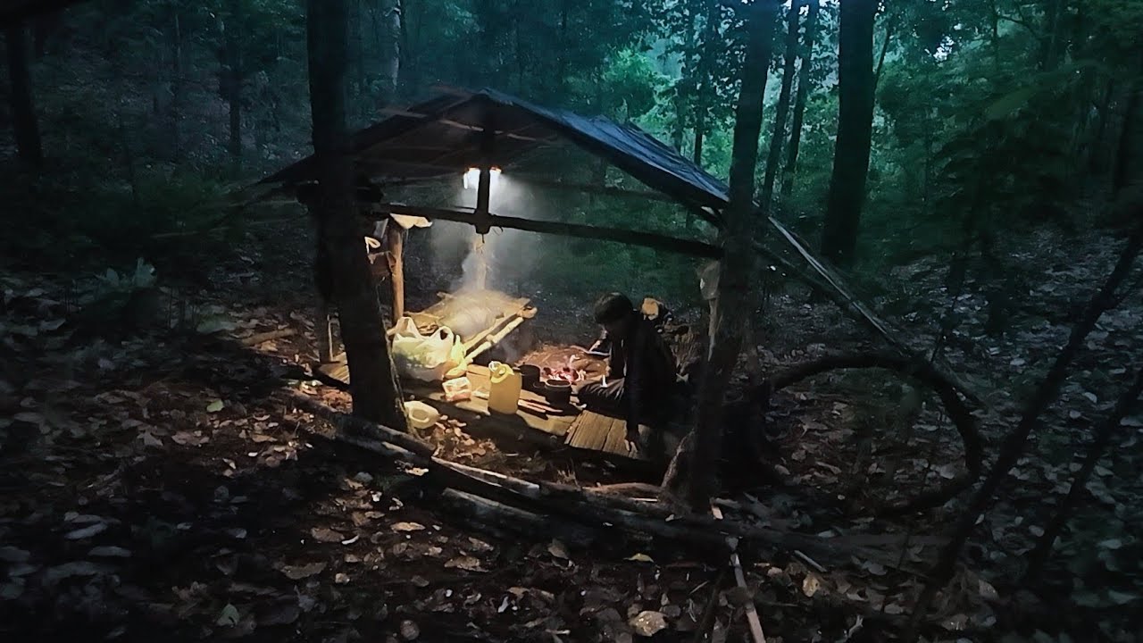 สร้างกระท่อม กับเพื่อน วันที่2 เจอฝนตกทั้งวันทั้งคืน