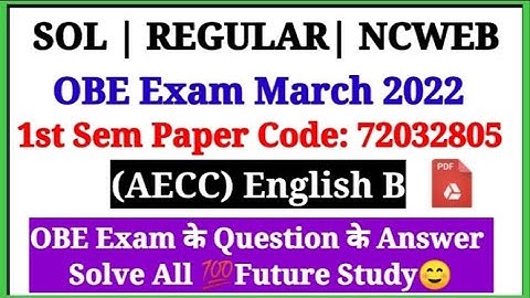 Q.No 1,4,5,6 AECC English-B complete  answer solve paper code 72032805 1st Sem Sol regular NCweb