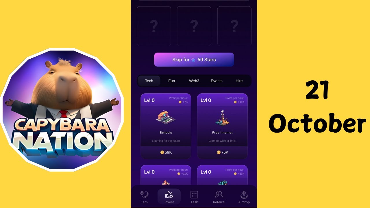 Capybara Nation Daily Combo 21 & 22 October |Capybara Nation Airdrop ...