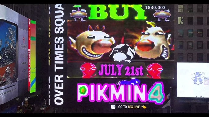 Olimar Pikmin 4 on Times Square Billboard