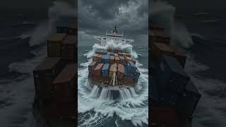 🌊 50 Feet Monster Waves Hit Cargo Ship! 😱 Extreme Ocean Storm #shorts