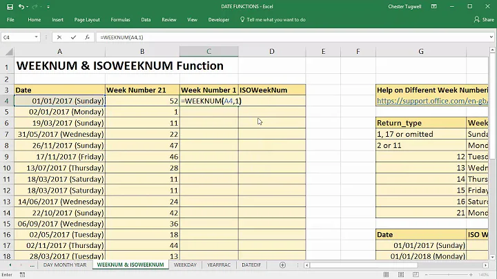 Use Excel To Convert Date To Week Number Using WEEKNUM and ISOWEEKNUM