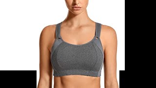 SYROKAN Women's Front Adjustable Lightly Padded Wirefree Racerback High Impact Sports Bra