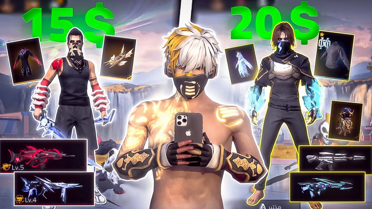 أشتريت حساب بـ15 دولار و حساب بـ20 دولار 🤩 من أقوى الحسابات في فري فاير !😨