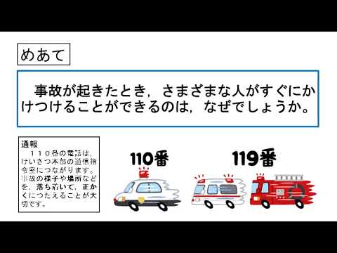 小3社会東京書籍事故や事件からくらしを守る③ - YouTube