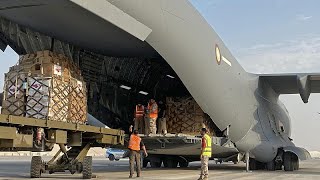 شاهد: قطر ترسل مساعدات غذائية للجيش اللبناني