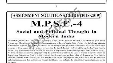 IGNOU MPSE 004 solved assignment 2018-19 | Social and Political thought in Modern India