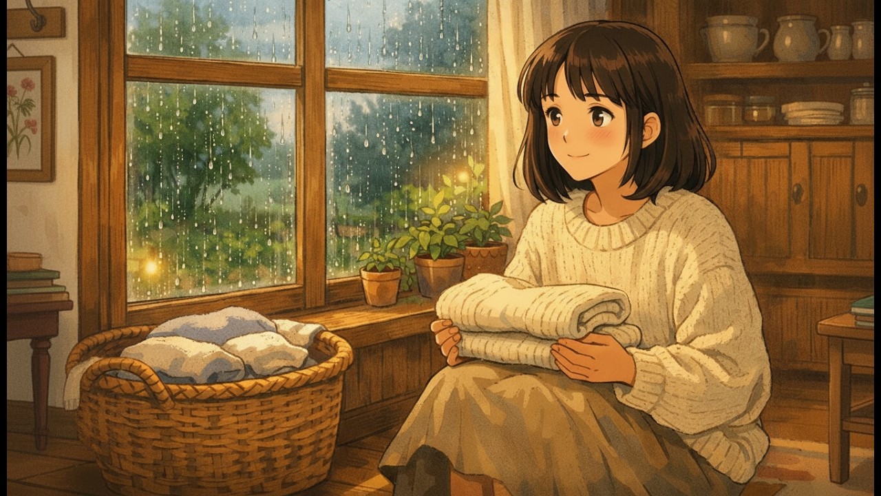 cozy house on a rainy day | ghibli aesthetic domestic moments & asmr ...