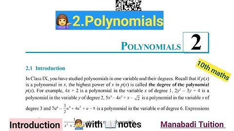10th class maths| Chapter 2|💁‍♂️ polynomials| 💁‍♀️Introduction video|CBSE|NCERT|