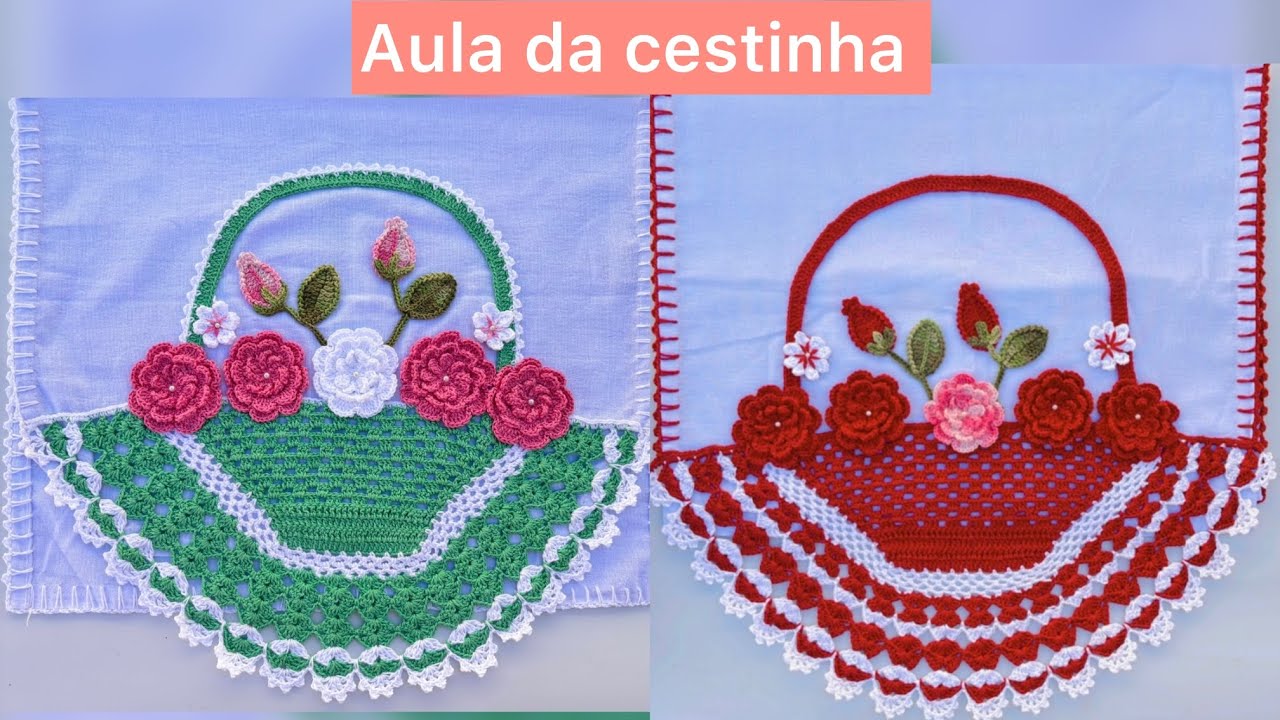💐 CESTA EM CROCHÊ FÁCIL PARA APLICAÇÕES #crochet #croche #barradinho #artesanato #barradopanodeprato